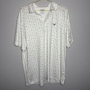 Callaway Large  Men's White golf shirt with  golf clubs & martini glasses